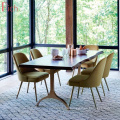 Dining Room Used Golden Metal Legs Velvet Chair Without Armrest